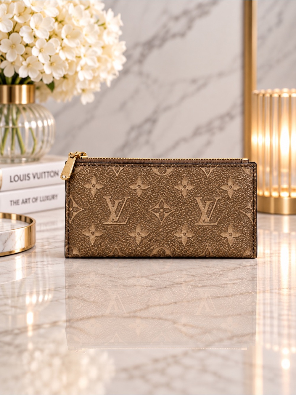 Louis Vuitton Mocha Brown Empreinte Embossed Leather Zip Coin Pouch